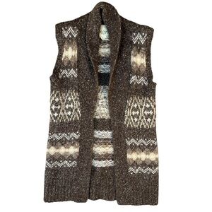 Kenji Alpaca Blend Brown Patterned Sweater Vest Womens Size Small